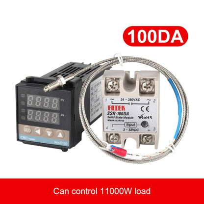 REX-C100 เทอร์โมสตัท + เทอร์โมคัปเปิล + โมดูลโซลิดสเตต SSR-100 DA ชุดควบคุมอุณหภูมิอัจฉริยะ, 100DA