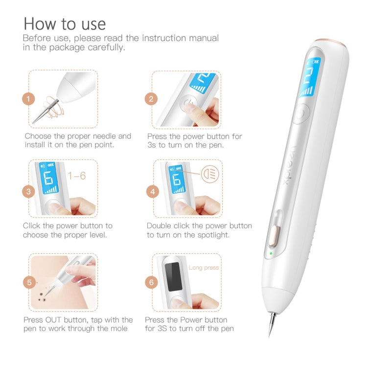 XPREEN XPRE051 Professional ไร้สายชาร์จ Mole Freckle จุดด่างดำ Tattoo Wart Removal ปากกาแท็กผิว Spot Eraser Pro Beauty Sweep Spot ปากกาชุดหน้าจอ LED และ Spotlight