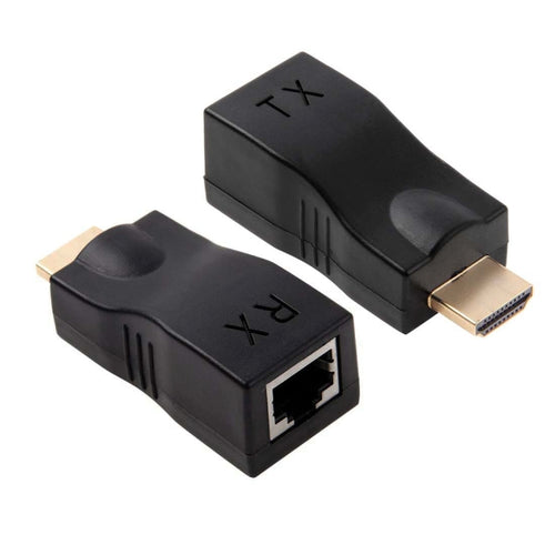 อะแดปเตอร์ HDMI เป็น RJ45 Extender (ตัวรับและตัวส่งสัญญาณ) ด้วยสาย Cat-5e/6 รองรับ HDCP ระยะการส่งข้อมูล: 30 ม., Single RJ45 Black