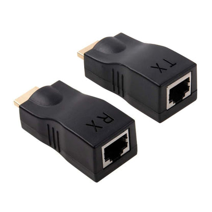 อะแดปเตอร์ HDMI เป็น RJ45 Extender (ตัวรับและตัวส่งสัญญาณ) ด้วยสาย Cat-5e/6 รองรับ HDCP ระยะการส่งข้อมูล: 30 ม., Single RJ45 Black