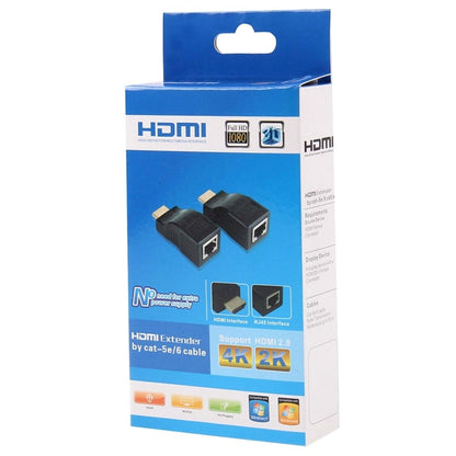 อะแดปเตอร์ HDMI เป็น RJ45 Extender (ตัวรับและตัวส่งสัญญาณ) ด้วยสาย Cat-5e/6 รองรับ HDCP ระยะการส่งข้อมูล: 30 ม., Single RJ45 Black