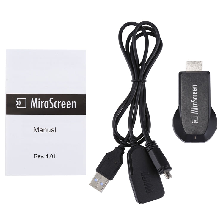 MiraScreen WiFi Display Dongle / Miracast Airplay DLNA Display Receiver Dongle อุปกรณ์มิเรอร์หน้าจอไร้สายพร้อมสาย USB 2 ใน 1