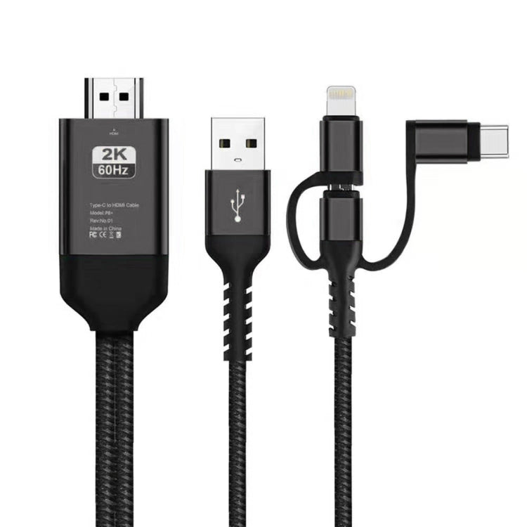 3 in 1 Micro USB + USB-C / Type-C + 8 พินเข้ากับสาย HDMI HDTV