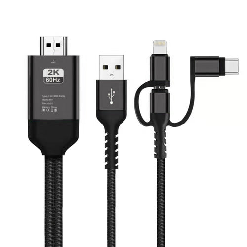 3 in 1 Micro USB + USB-C / Type-C + 8 พินเข้ากับสาย HDMI HDTV