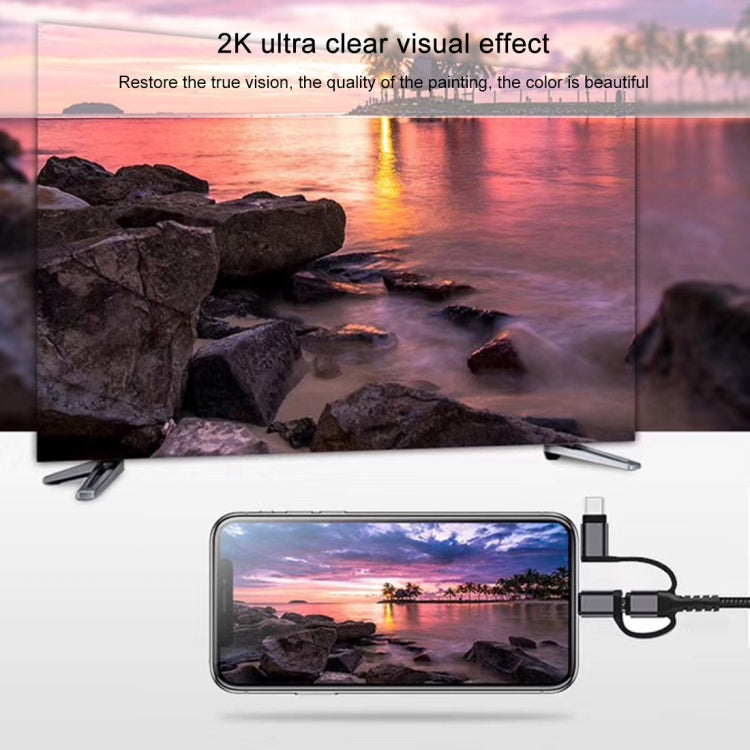 3 in 1 Micro USB + USB-C / Type-C + 8 พินเข้ากับสาย HDMI HDTV