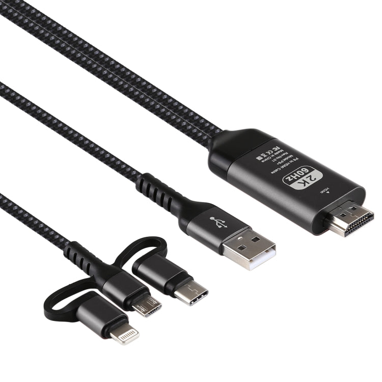 3 in 1 Micro USB + USB-C / Type-C + 8 พินเข้ากับสาย HDMI HDTV