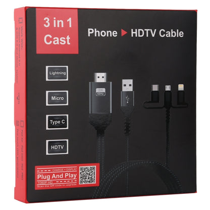 3 in 1 Micro USB + USB-C / Type-C + 8 พินเข้ากับสาย HDMI HDTV