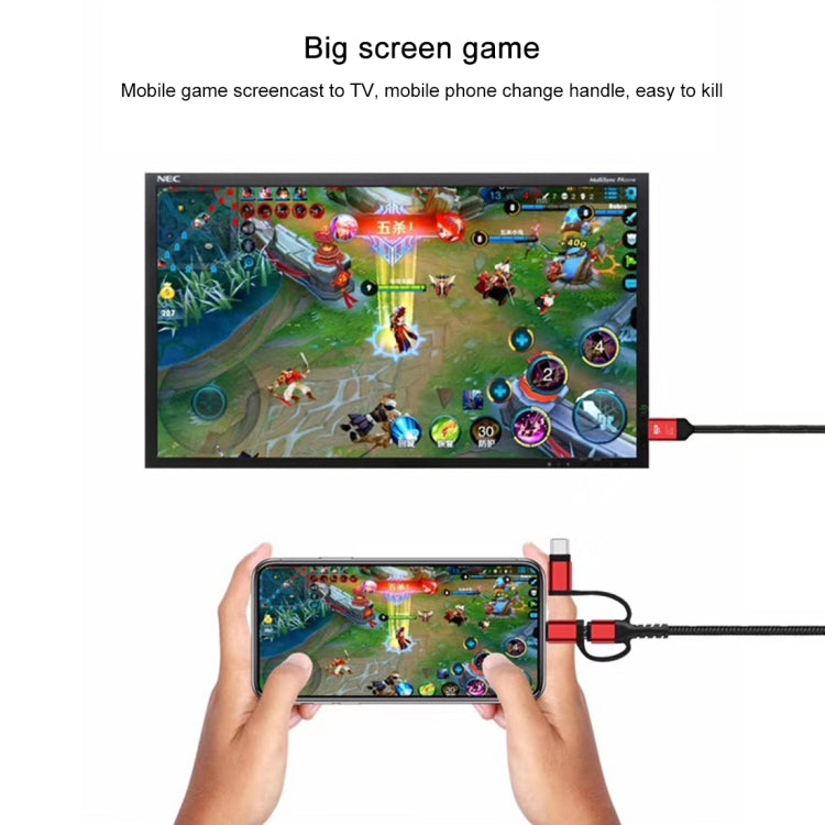 3 in 1 Micro USB + USB-C / Type-C + 8 พินเข้ากับสาย HDMI HDTV
