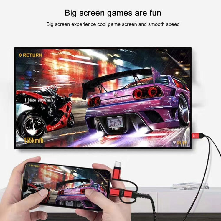 3 in 1 Micro USB + USB-C / Type-C + 8 พินเข้ากับสาย HDMI HDTV