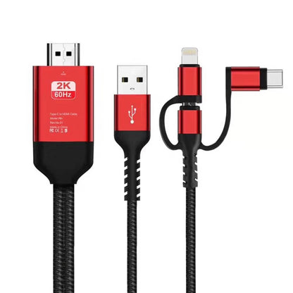 3 in 1 Micro USB + USB-C / Type-C + 8 พินเข้ากับสาย HDMI HDTV