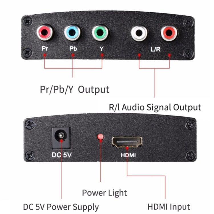 1080P HD HDMI เป็นวิดีโอ YPbPr และตัวแปลงอะแดปเตอร์เสียง R/L, HDMI to YPbPr+R/L
