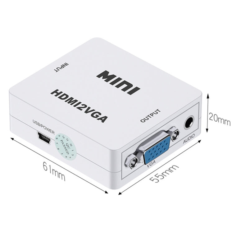 HOWEI HW-2109 มินิ HDMI เป็น VGA ตัวแปลงเสียงวิดีโอ