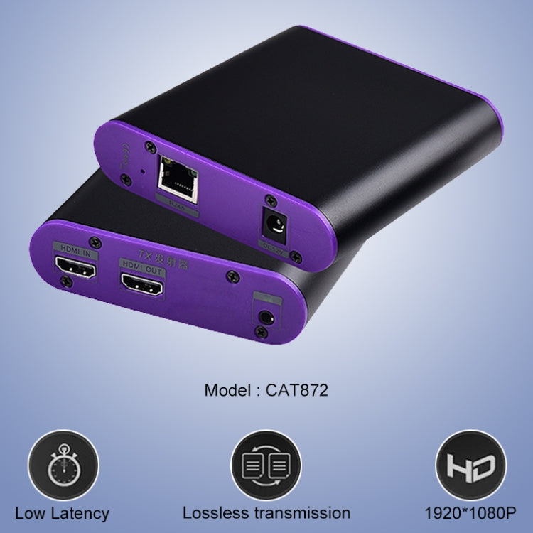 CAT872 HDMI Extender (ตัวรับ & ผู้ส่ง) ผ่านสาย CAT5e/CAT6 ระยะการส่งข้อมูล: 200 ม., CAT872