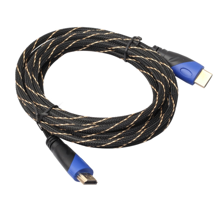 5 M HDMI 1.4 เวอร์ชัน 1080P ทอสุทธิสายสีฟ้าสีดำหัว HDMI ชายไปยัง HDMI ชาย Audio Video CONNECTOR ADAPTER CABLE, Length: 5m