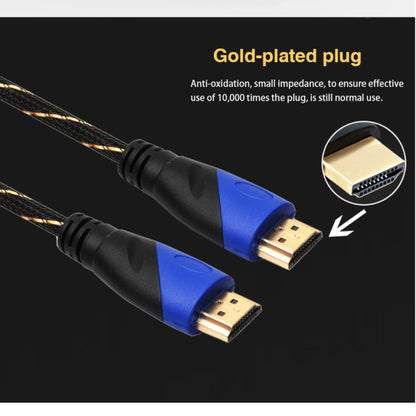 5 M HDMI 1.4 เวอร์ชัน 1080P ทอสุทธิสายสีฟ้าสีดำหัว HDMI ชายไปยัง HDMI ชาย Audio Video CONNECTOR ADAPTER CABLE, Length: 5m