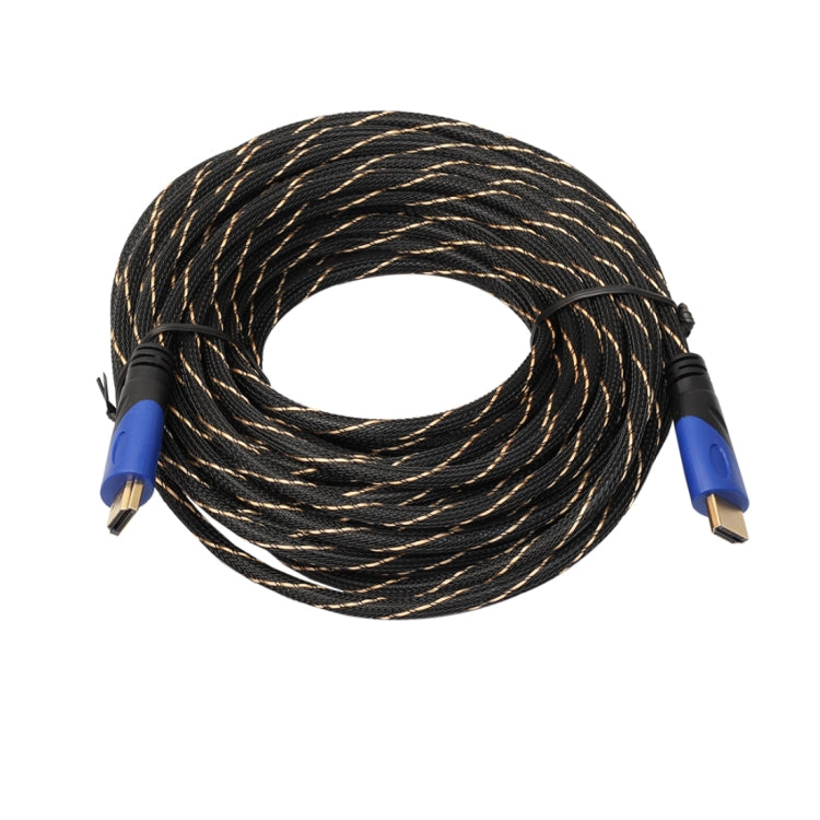 15 M HDMI 1.4 เวอร์ชัน 1080P ทอสุทธิสายสีฟ้าสีดำหัว HDMI ชายไปยัง HDMI ชาย Audio Video CONNECTOR ADAPTER CABLE, Length: 15m