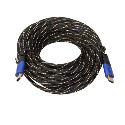 15 M HDMI 1.4 เวอร์ชัน 1080P ทอสุทธิสายสีฟ้าสีดำหัว HDMI ชายไปยัง HDMI ชาย Audio Video CONNECTOR ADAPTER CABLE, Length: 15m