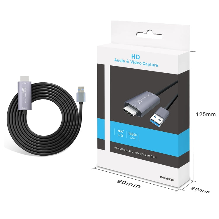 Z36 HDMI ชายกับการ์ดจับภาพวิดีโอ HD ชาย USB, ความยาวสายเคเบิล: 2 ม, HDMI to USB