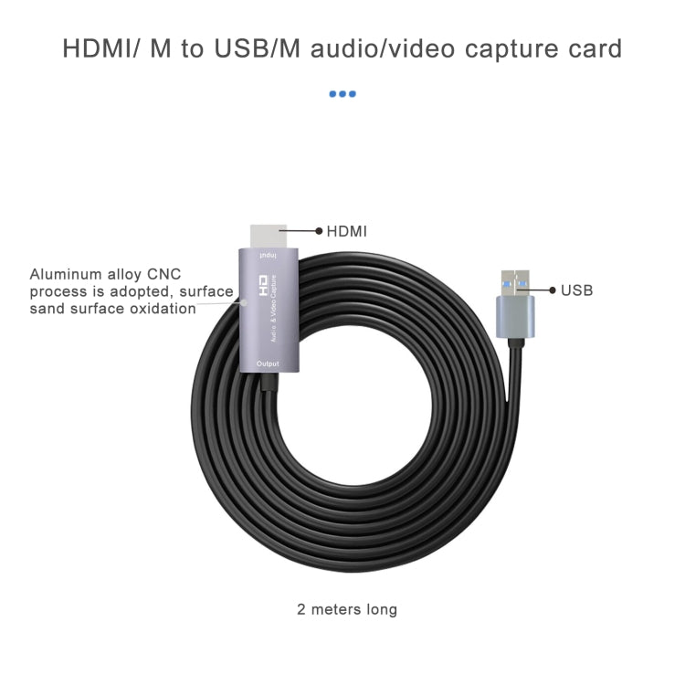 Z36 HDMI ชายกับการ์ดจับภาพวิดีโอ HD ชาย USB, ความยาวสายเคเบิล: 2 ม, HDMI to USB