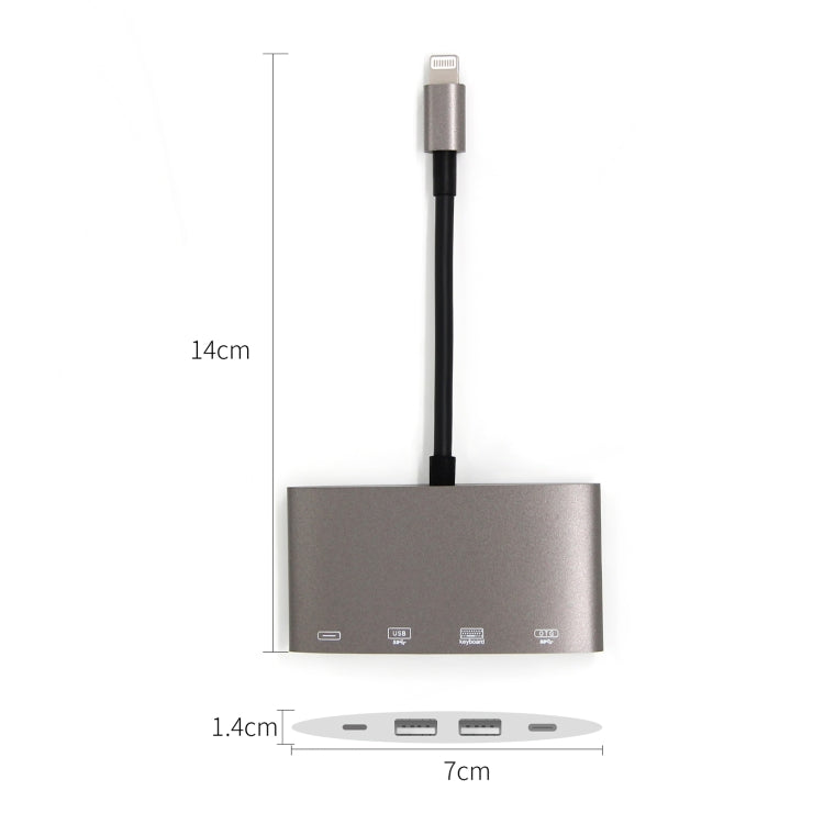 1040KEY 8 Pin เป็น USB + Type-C / USB-C + อะแดปเตอร์แปลงมัลติฟังก์ชั่น OTG, 1040KEY