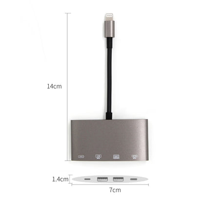 1040KEY 8 Pin เป็น USB + Type-C / USB-C + อะแดปเตอร์แปลงมัลติฟังก์ชั่น OTG, 1040KEY