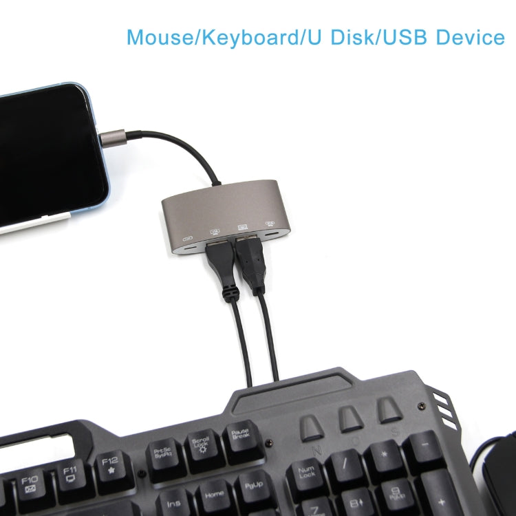 1040KEY 8 Pin เป็น USB + Type-C / USB-C + อะแดปเตอร์แปลงมัลติฟังก์ชั่น OTG, 1040KEY