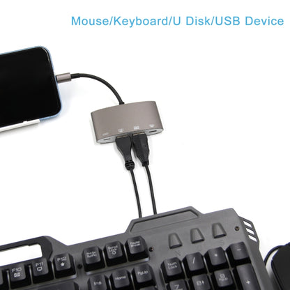 1040KEY 8 Pin เป็น USB + Type-C / USB-C + อะแดปเตอร์แปลงมัลติฟังก์ชั่น OTG, 1040KEY