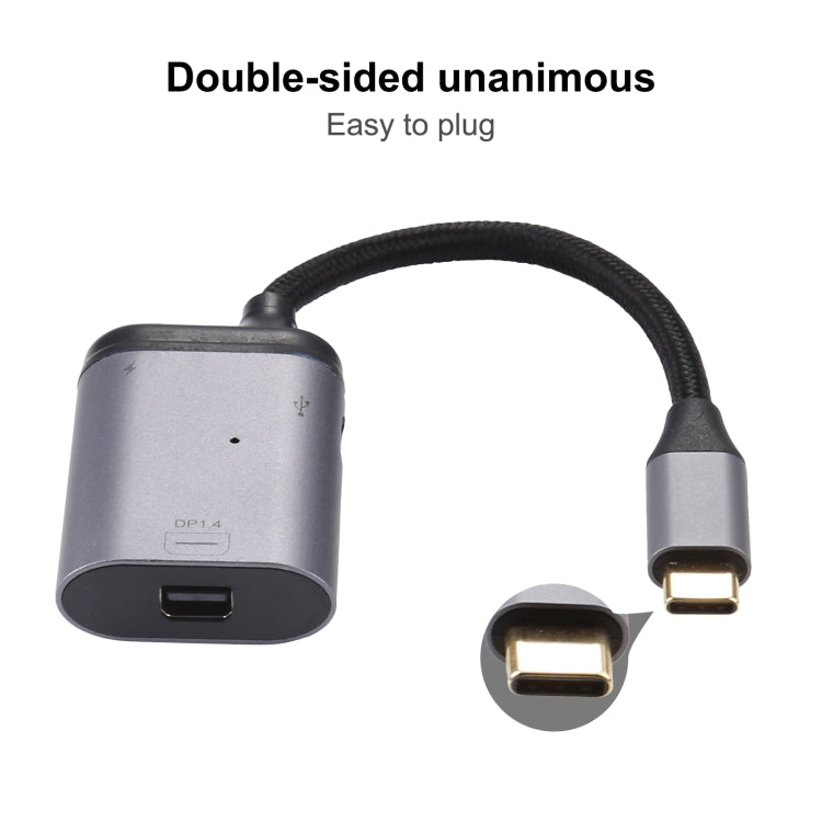 สายอะแดปเตอร์ซิงค์ข้อมูล 4K USB-C / Type-C เป็น Mini DisplayPort 1.4 + PD, Type-C to Mini DP