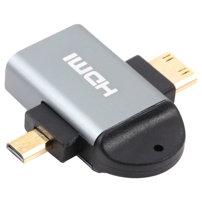 2 ใน 1 มินิ HDMI ชาย + ไมโคร HDMI ชายกับ HDMI หญิงอะแดปเตอร์หัวชุบทอง, Mini HDMI Male+Micro HDMI Male to HDMI Female