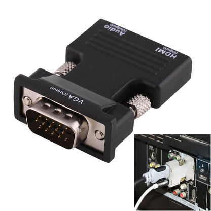 ตัวแปลง HDMI ตัวเมียเป็น VGA ตัวผู้พร้อมอะแดปเตอร์เอาต์พุตเสียงสำหรับโปรเจคเตอร์ จอภาพ ชุดทีวี, HDMI to VGA+Audio