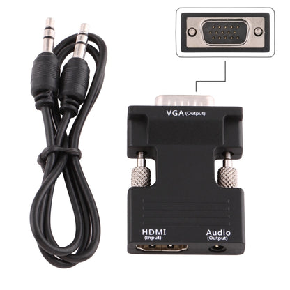 ตัวแปลง HDMI ตัวเมียเป็น VGA ตัวผู้พร้อมอะแดปเตอร์เอาต์พุตเสียงสำหรับโปรเจคเตอร์ จอภาพ ชุดทีวี, HDMI to VGA+Audio