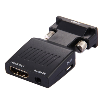 HD 1080P VGA เป็น HDMI + อะแดปเตอร์แปลงเอาต์พุตวิดีโอเสียงสำหรับ HDTV Monitor Projector, VGA to HDMI+Audio