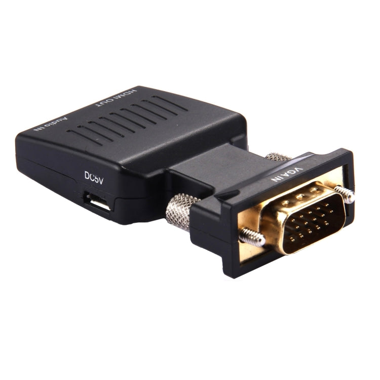 HD 1080P VGA เป็น HDMI + อะแดปเตอร์แปลงเอาต์พุตวิดีโอเสียงสำหรับ HDTV Monitor Projector, VGA to HDMI+Audio