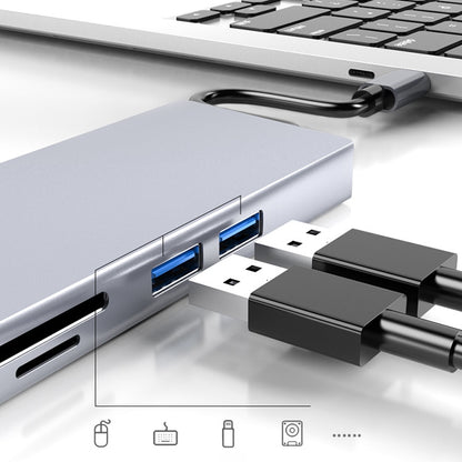 HW-TC12 8 In 1 Type-C / USB-Cมัลติฟังก์ชั่ขยายHUBอะแดปเตอร์Hdmi/Vga Hub Card Reader + การ์ดเครือข่าย