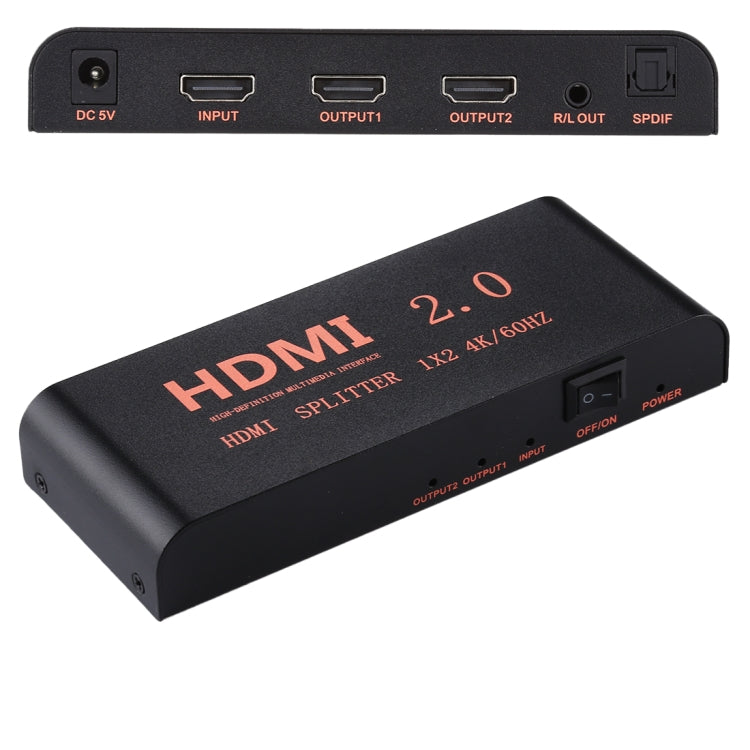CY-041 1X2 ตัวแยกสัญญาณ HDMI 2.0 4K/60Hz ปลั๊ก EU, 1X2