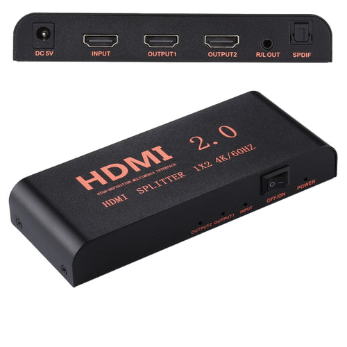 CY-041 1X2 ตัวแยกสัญญาณ HDMI 2.0 4K/60Hz ปลั๊ก EU, 1X2