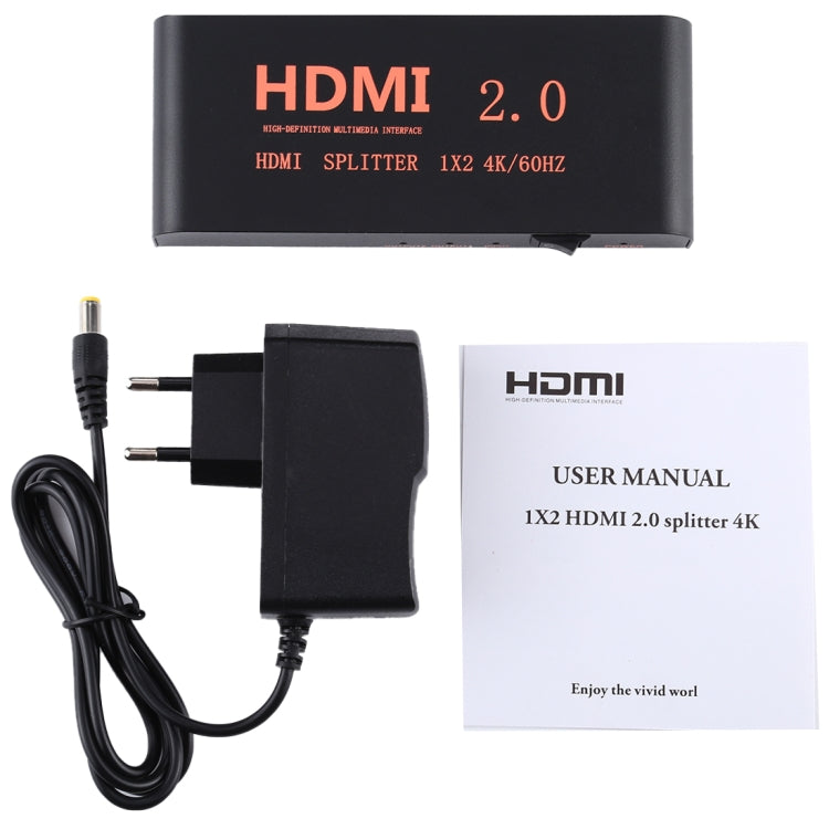 CY-041 1X2 ตัวแยกสัญญาณ HDMI 2.0 4K/60Hz ปลั๊ก EU, 1X2