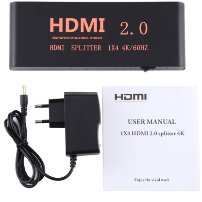 CY-042 1X4 ตัวแยกสัญญาณ HDMI 2.0 4K/60Hz ปลั๊ก EU, 1X4