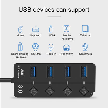Onten 5301 USB 3.0 ชายถึง 4 USB 2.0 Female Splitter Extender พร้อมสวิตช์อิสระ, 5301