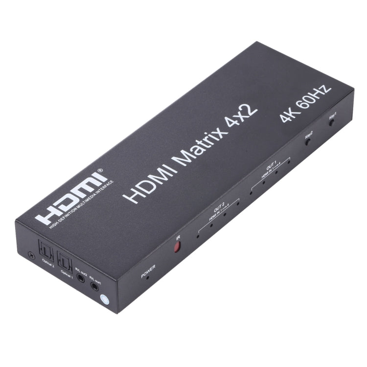 HDMI 4x2 Matrix Switcher / Splitter พร้อมรีโมทคอนโทรลรองรับ ARC / MHL / 4Kx2K / 3D, อินพุต HDMI 4 พอร์ต, เอาต์พุต HDMI 2 พอร์ต, Support ARC / MHL / 4Kx2K / 3D