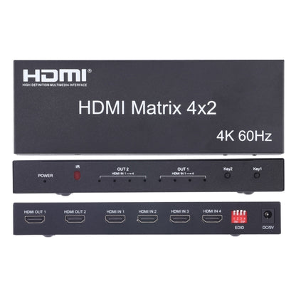 HDMI 4x2 Matrix Switcher / Splitter พร้อมรีโมทคอนโทรลรองรับ ARC / MHL / 4Kx2K / 3D, อินพุต HDMI 4 พอร์ต, เอาต์พุต HDMI 2 พอร์ต, Support ARC / MHL / 4Kx2K / 3D