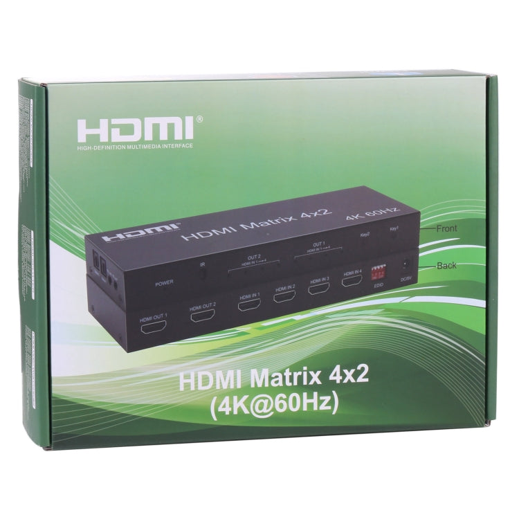 HDMI 4x2 Matrix Switcher / Splitter พร้อมรีโมทคอนโทรลรองรับ ARC / MHL / 4Kx2K / 3D, อินพุต HDMI 4 พอร์ต, เอาต์พุต HDMI 2 พอร์ต, Support ARC / MHL / 4Kx2K / 3D
