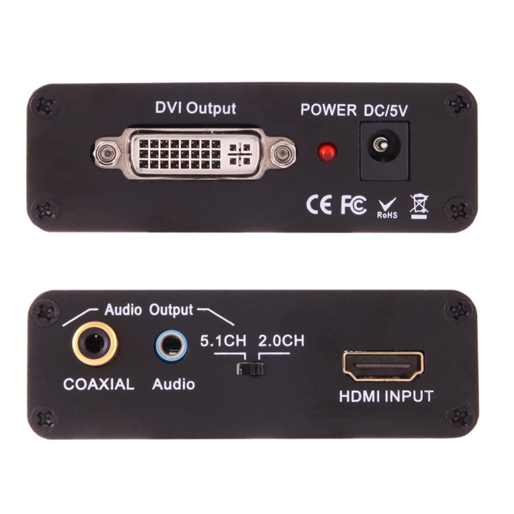 NEWKENG X5 HDMI เป็น DVI พร้อมตัวแปลงวิดีโอเอาต์พุตโคแอกเซียลเสียง 3.5 มม, X5 HDMI to DVI with Audio