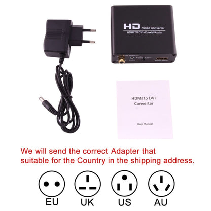 NEWKENG X5 HDMI เป็น DVI พร้อมตัวแปลงวิดีโอเอาต์พุตโคแอกเซียลเสียง 3.5 มม, X5 HDMI to DVI with Audio