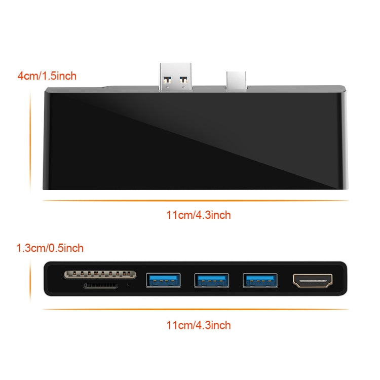 ROCKETEK SK-S5H 3 x USB 3.0 + HDMI + SD / TF การ์ดหน่วยความจำเครื่องอ่านฮับ 4K อะแดปเตอร์ HDMI, SK-S5H