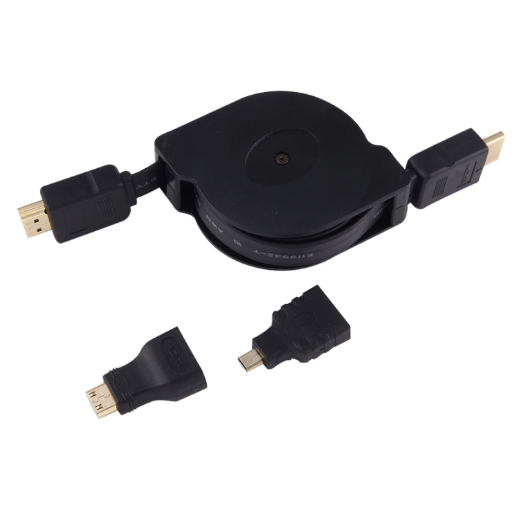 1 เมตร HDMI ชายกับ HDMI ชาย Retractable Video Audio Connector สายเคเบิลอะแดปเตอร์พร้อมอะแดปเตอร์ Mini HDMI และ Micro HDMI สำหรับจอภาพ HDTV และโปรเจคเตอร์และพีซีและกล้องและแท็บเล็ตและสมาร์ทโฟน