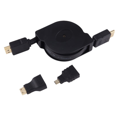 1 เมตร HDMI ชายกับ HDMI ชาย Retractable Video Audio Connector สายเคเบิลอะแดปเตอร์พร้อมอะแดปเตอร์ Mini HDMI และ Micro HDMI สำหรับจอภาพ HDTV และโปรเจคเตอร์และพีซีและกล้องและแท็บเล็ตและสมาร์ทโฟน