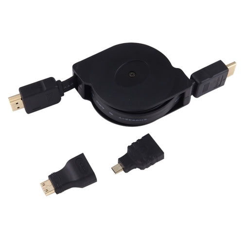 1 เมตร HDMI ชายกับ HDMI ชาย Retractable Video Audio Connector สายเคเบิลอะแดปเตอร์พร้อมอะแดปเตอร์ Mini HDMI และ Micro HDMI สำหรับจอภาพ HDTV และโปรเจคเตอร์และพีซีและกล้องและแท็บเล็ตและสมาร์ทโฟน