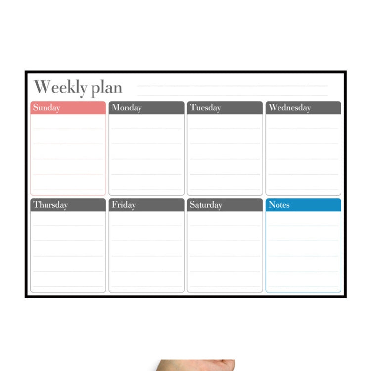 Magnetic Weekly Plan แม่เหล็กติดตู้เย็น PET Magnetic Soft Whiteboard ขนาด 29.7ซม. x 42ซม, Weekly Plan