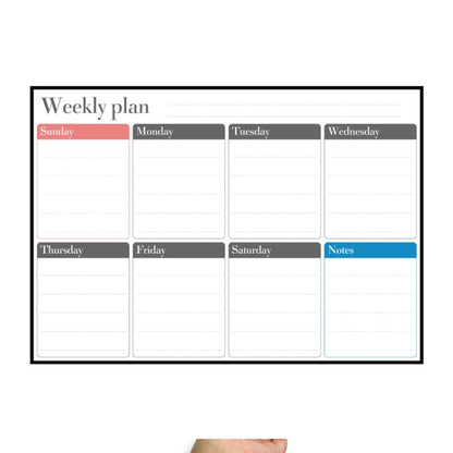 Magnetic Weekly Plan แม่เหล็กติดตู้เย็น PET Magnetic Soft Whiteboard ขนาด 29.7ซม. x 42ซม, Weekly Plan